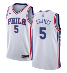 Men's Nike Philadelphia 76ers #5 Landry Shamet Swingman White NBA Jersey - Association Edition