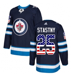 Men's Adidas Winnipeg Jets #25 Paul Stastny Authentic Navy Blue USA Flag Fashion NHL Jersey