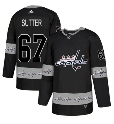 Men's Adidas Washington Capitals #67 Riley Sutter Authentic Black Team Logo Fashion NHL Jersey