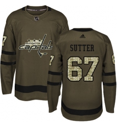 Men's Adidas Washington Capitals #67 Riley Sutter Premier Green Salute to Service NHL Jersey