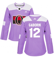 Women's Adidas Ottawa Senators #12 Marian Gaborik Authentic Purple Fights Cancer Practice NHL Jersey
