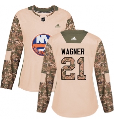 Women's Adidas New York Islanders #21 Chris Wagner Authentic Camo Veterans Day Practice NHL Jersey