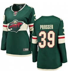 Women's Minnesota Wild #39 Nate Prosser Authentic Green Home Fanatics Branded Breakaway NHL Jersey
