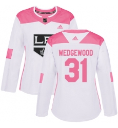 Women's Adidas Los Angeles Kings #31 Scott Wedgewood Authentic White Pink Fashion NHL Jersey
