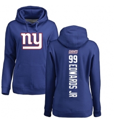 NFL Women's Nike New York Giants #99 Mario Edwards Jr Royal Blue Backer Pullover Hoodie