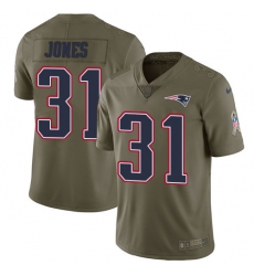 Men's Nike New England Patriots #31 Jonathan Jones Limited Olive 2017 Salute to Service NFL Jersey
