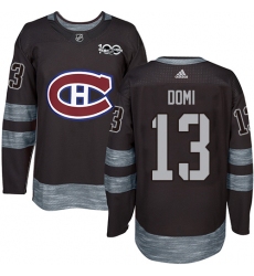 Men's Adidas Montreal Canadiens #13 Max Domi Authentic Black 1917-2017 100th Anniversary NHL Jersey