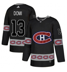 Men's Adidas Montreal Canadiens #13 Max Domi Authentic Black Team Logo Fashion NHL Jersey