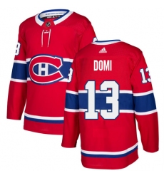 Men's Adidas Montreal Canadiens #13 Max Domi Authentic Red Home NHL Jersey