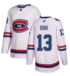 Men's Adidas Montreal Canadiens #13 Max Domi Authentic White 2017 100 Classic NHL Jersey