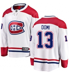 Men's Montreal Canadiens #13 Max Domi Authentic White Away Fanatics Branded Breakaway NHL Jersey