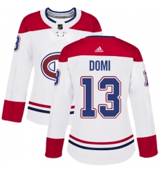 Women's Adidas Montreal Canadiens #13 Max Domi Authentic White Away NHL Jersey