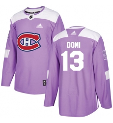 Youth Adidas Montreal Canadiens #13 Max Domi Authentic Purple Fights Cancer Practice NHL Jersey