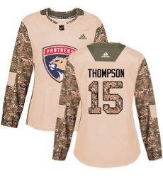 Women's Adidas Florida Panthers #15 Paul Thompson Authentic Camo Veterans Day Practice NHL Jersey