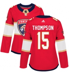 Women's Adidas Florida Panthers #15 Paul Thompson Premier Red Home NHL Jersey