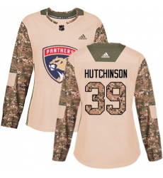 Women's Adidas Florida Panthers #39 Michael Hutchinson Authentic Camo Veterans Day Practice NHL Jersey