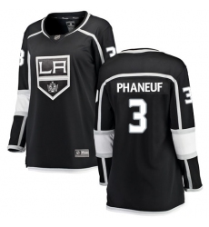 Women's Los Angeles Kings #3 Dion Phaneuf Authentic Black Home Fanatics Branded Breakaway NHL Jersey