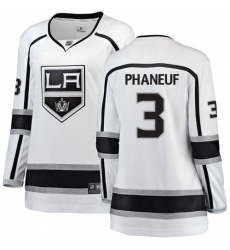 Women's Los Angeles Kings #3 Dion Phaneuf Authentic White Away Fanatics Branded Breakaway NHL Jersey