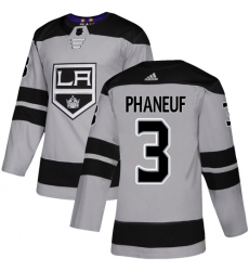 Youth Adidas Los Angeles Kings #3 Dion Phaneuf Authentic Gray Alternate NHL Jersey