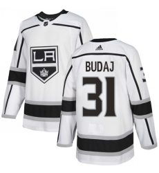 Men's Adidas Los Angeles Kings #31 Peter Budaj Authentic White Away NHL Jersey