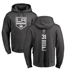 NHL Adidas Los Angeles Kings #31 Peter Budaj Charcoal One Color Backer Pullover Hoodie