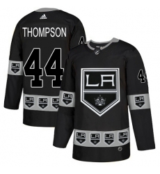 Men's Adidas Los Angeles Kings #44 Nate Thompson Authentic Black Team Logo Fashion NHL Jersey