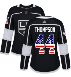 Women's Adidas Los Angeles Kings #44 Nate Thompson Authentic Black USA Flag Fashion NHL Jersey