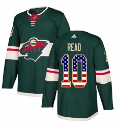 Men's Adidas Minnesota Wild #10 Matt Read Authentic Green USA Flag Fashion NHL Jersey