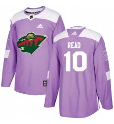 Men's Adidas Minnesota Wild #10 Matt Read Authentic Purple Fights Cancer Practice NHL Jersey