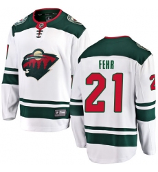 Men's Minnesota Wild #21 Eric Fehr Authentic White Away Fanatics Branded Breakaway NHL Jersey