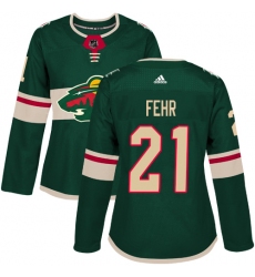 Women's Adidas Minnesota Wild #21 Eric Fehr Premier Green Home NHL Jersey