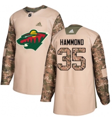 Youth Adidas Minnesota Wild #35 Andrew Hammond Authentic Camo Veterans Day Practice NHL Jersey
