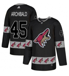 Men's Adidas Arizona Coyotes #45 Josh Archibald Authentic Black Team Logo Fashion NHL Jersey