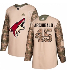 Youth Adidas Arizona Coyotes #45 Josh Archibald Authentic Camo Veterans Day Practice NHL Jersey