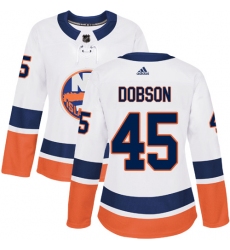 Women's Adidas New York Islanders #45 Noah Dobson Authentic White Away NHL Jersey