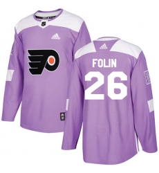 Youth Adidas Philadelphia Flyers #26 Christian Folin Authentic Purple Fights Cancer Practice NHL Jersey