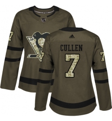 Women's Adidas Pittsburgh Penguins #7 Matt Cullen Authentic Green Salute to Service NHL Jersey