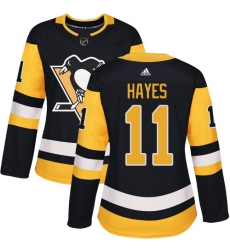 Women's Adidas Pittsburgh Penguins #11 Jimmy Hayes Authentic Black Home NHL Jersey