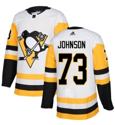 Men's Adidas Pittsburgh Penguins #73 Jack Johnson Authentic White Away NHL Jersey