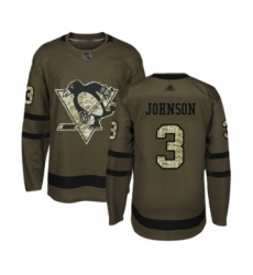 Men's Pittsburgh Penguins #3 Jack Johnson Authentic Green Salute to Service Hockey Jersey