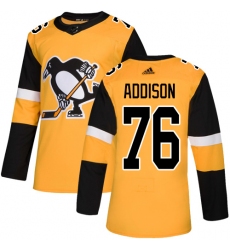 Men's Adidas Pittsburgh Penguins #76 Calen Addison Premier Gold Alternate NHL Jersey