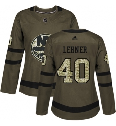 Women's Adidas New York Islanders #40 Robin Lehner Authentic Green Salute to Service NHL Jersey