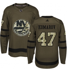 Men's Adidas New York Islanders #47 Leo Komarov Authentic Green Salute to Service NHL Jersey