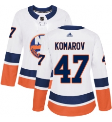 Women's Adidas New York Islanders #47 Leo Komarov Authentic White Away NHL Jersey