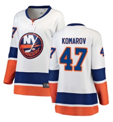 Women's New York Islanders #47 Leo Komarov Fanatics Branded White Away Breakaway NHL Jersey