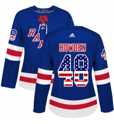 Women's Adidas New York Rangers #48 Brett Howden Authentic Royal Blue USA Flag Fashion NHL Jersey