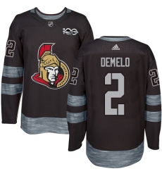 Men's Adidas Ottawa Senators #2 Dylan DeMelo Authentic Black 1917-2017 100th Anniversary NHL Jersey