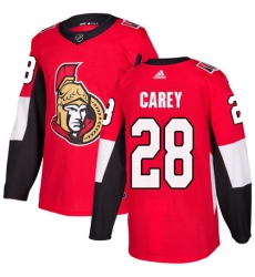 Men's Adidas Ottawa Senators #28 Paul Carey Premier Red Home NHL Jersey