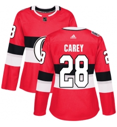 Women's Adidas Ottawa Senators #28 Paul Carey Authentic Red 2017 100 Classic NHL Jersey