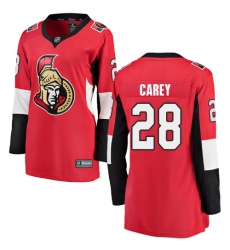 Women's Ottawa Senators #28 Paul Carey Fanatics Branded Red Home Breakaway NHL Jersey
